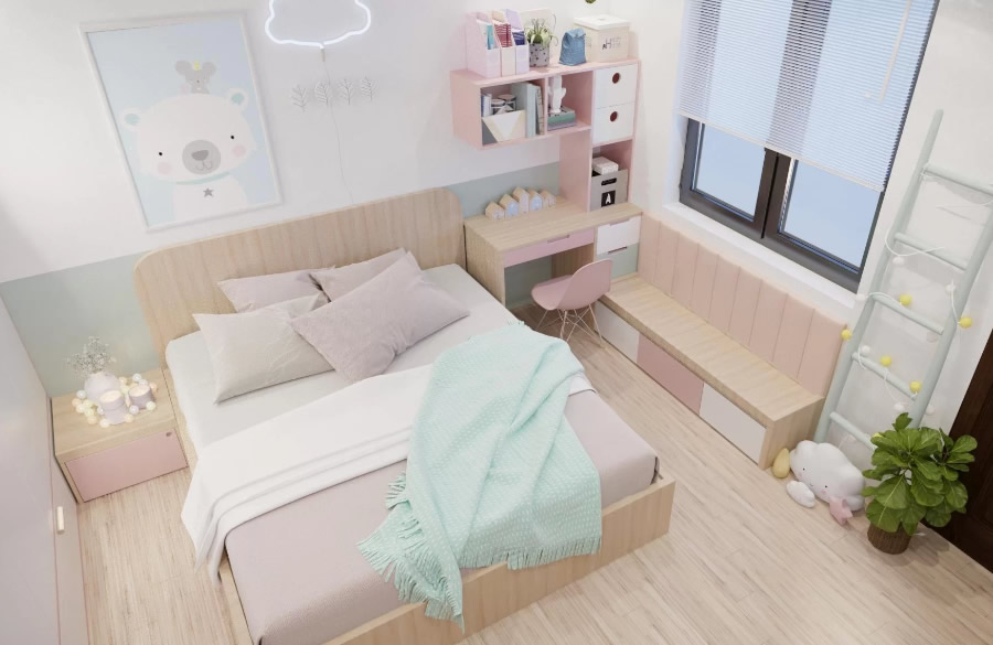 Thi công nội thất phòng ngủ cho trẻ em bé đẹp